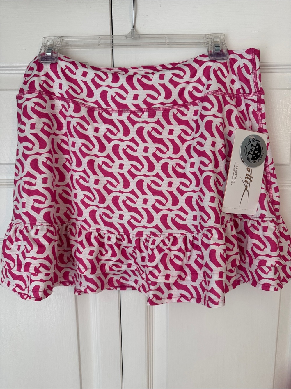 Women's Pink Patterned Ruffle Hem Tennis/Golf Skort